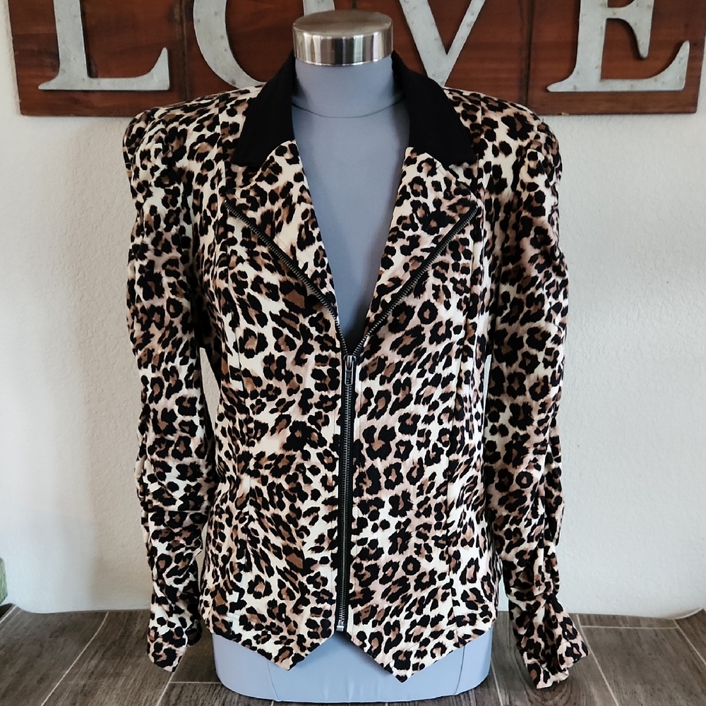 JohnPaulRichard Leopard Print Jacket - Label Size Large See Measurements Listed